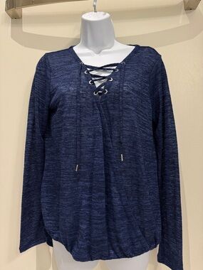 Juicy Couture: Navy Lace-Up Long-Sleeve Women's Top